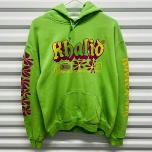 Khalid Official Merch Hoodie Size M Green Y2K Flower Graphic Concert 2023 RCA